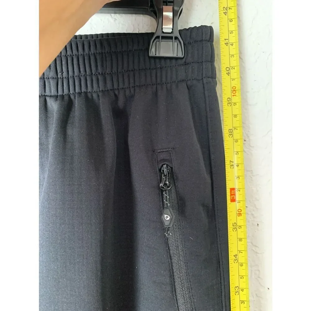 Baleaf Men’s Black Bike Cycling Pants Elastic Waist Pockets/Zip Logo Size L
